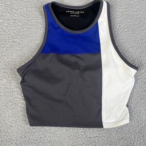 Derek Lam 10C x Athleta Crop Bra Tank Womens M Blue Gray White Color Block Lined